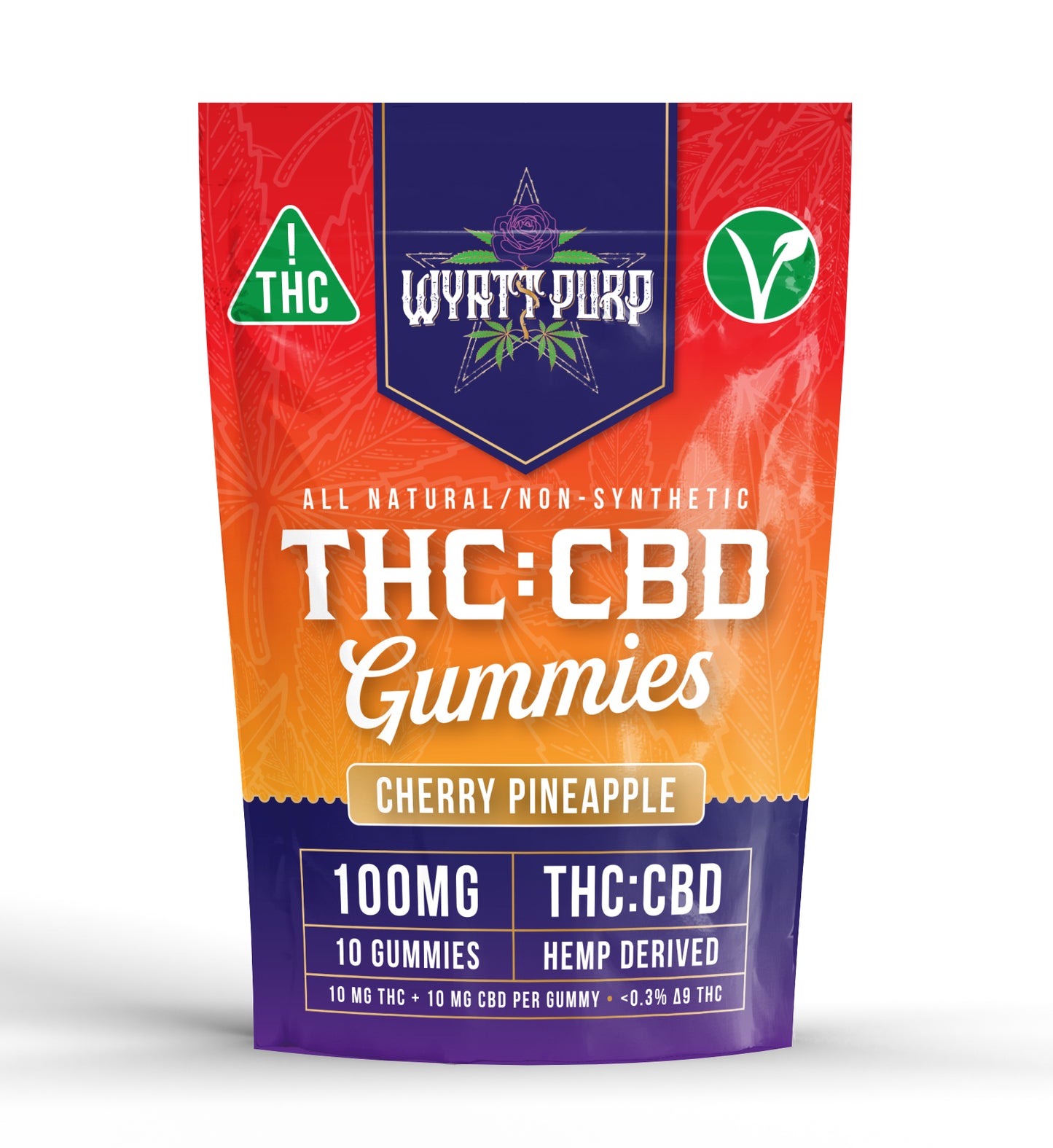 Wyatt Purp 10mg THC:CBD Gummies - Single Bags
