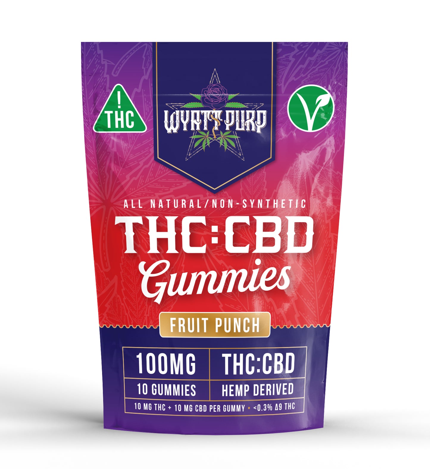 Wyatt Purp 10mg THC:CBD Gummies - Single Bags