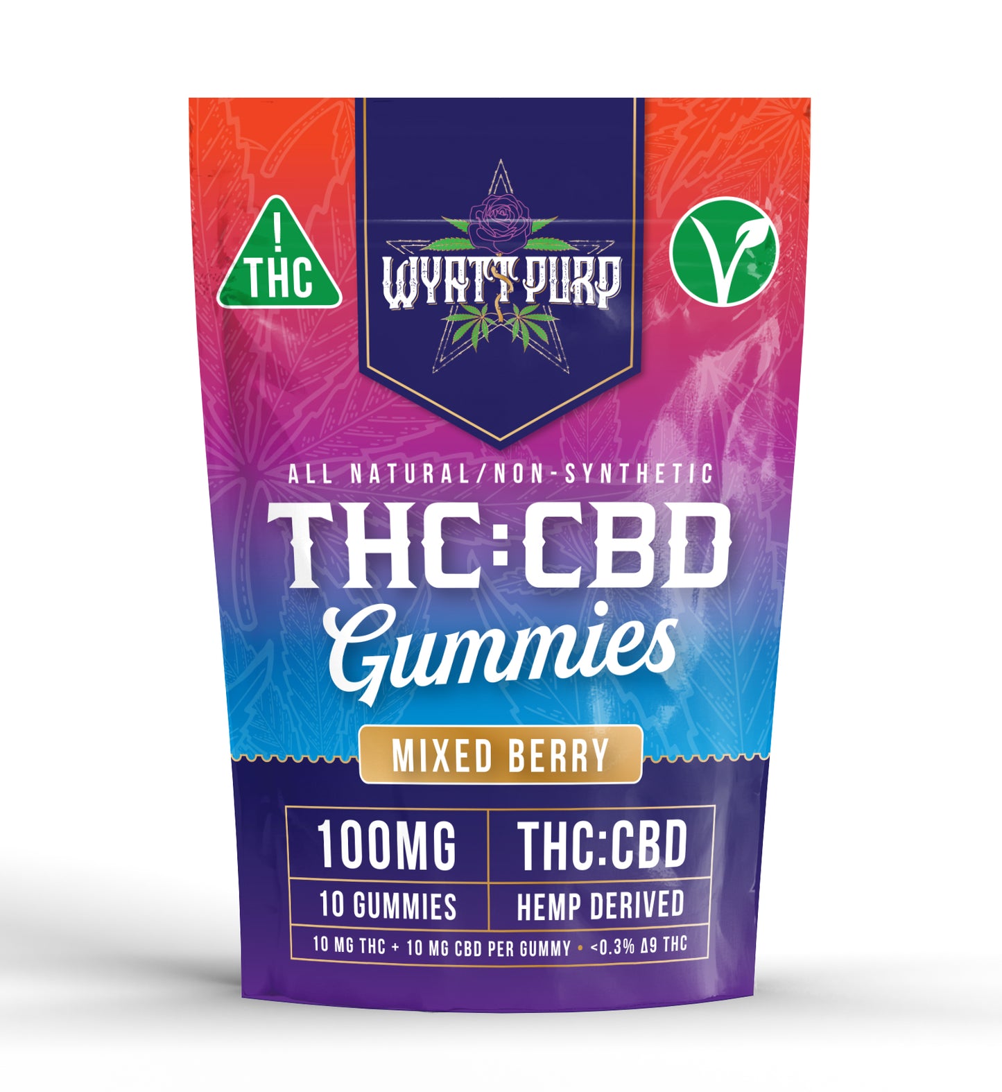 Wyatt Purp 10mg THC:CBD Gummies - Single Bags