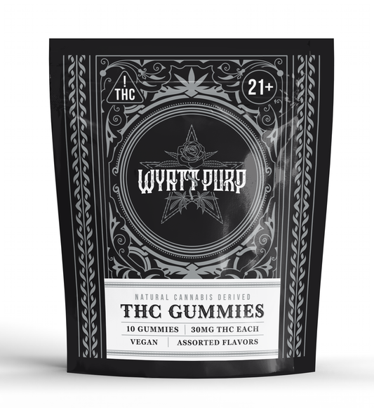 Wyatt Purp 300mg THC per/pack Gummies - 12 Count Display Box