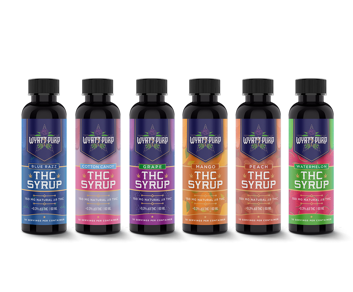 Wyatt Purp 150mg Nano THC Syrups 12 Count Display Box
