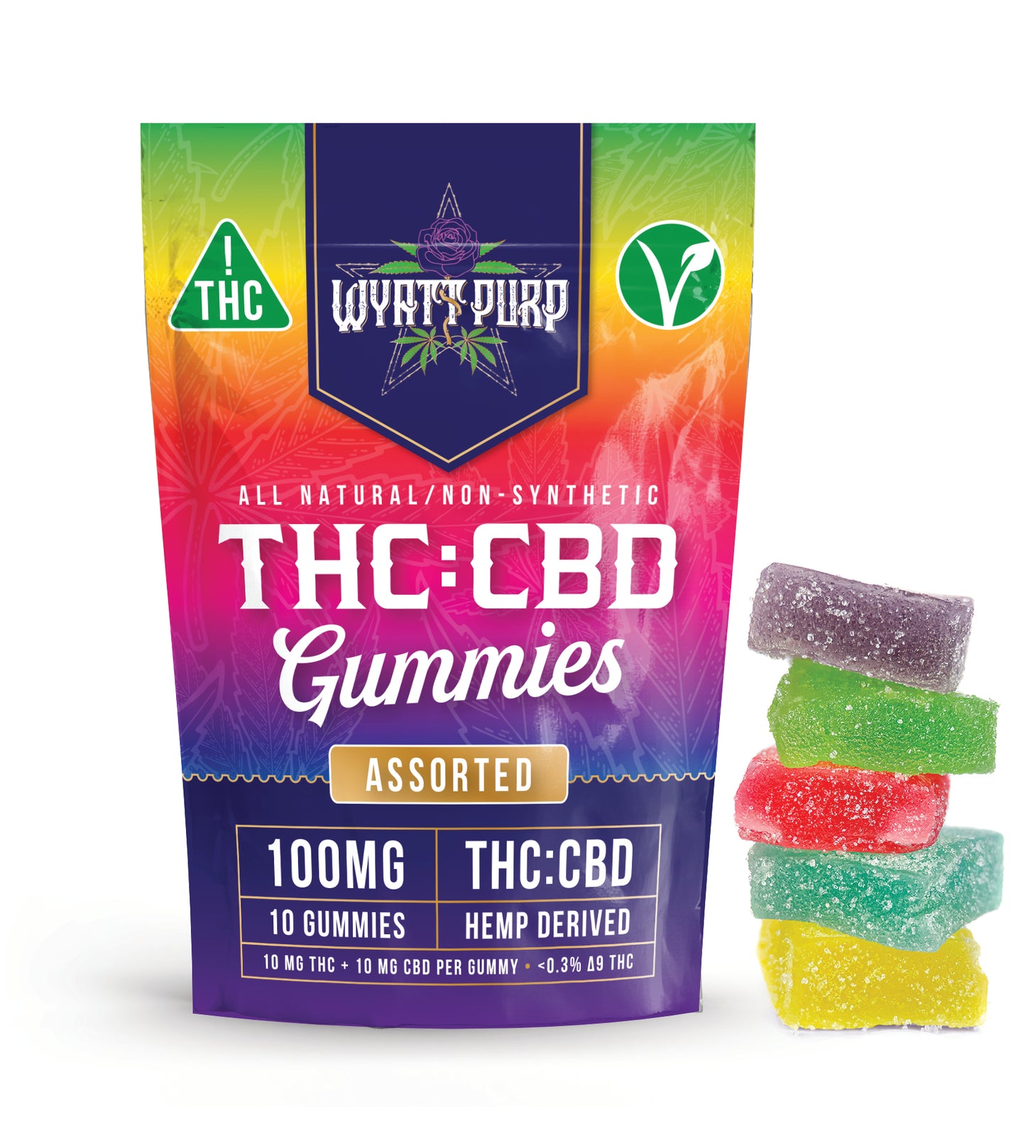 Wyatt Purp 10mg THC:CBD Gummies - 12 Count Display Box