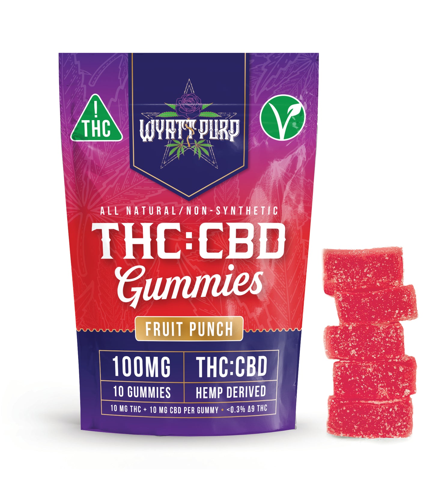 Wyatt Purp 10mg THC:CBD Gummies - 12 Count Display Box