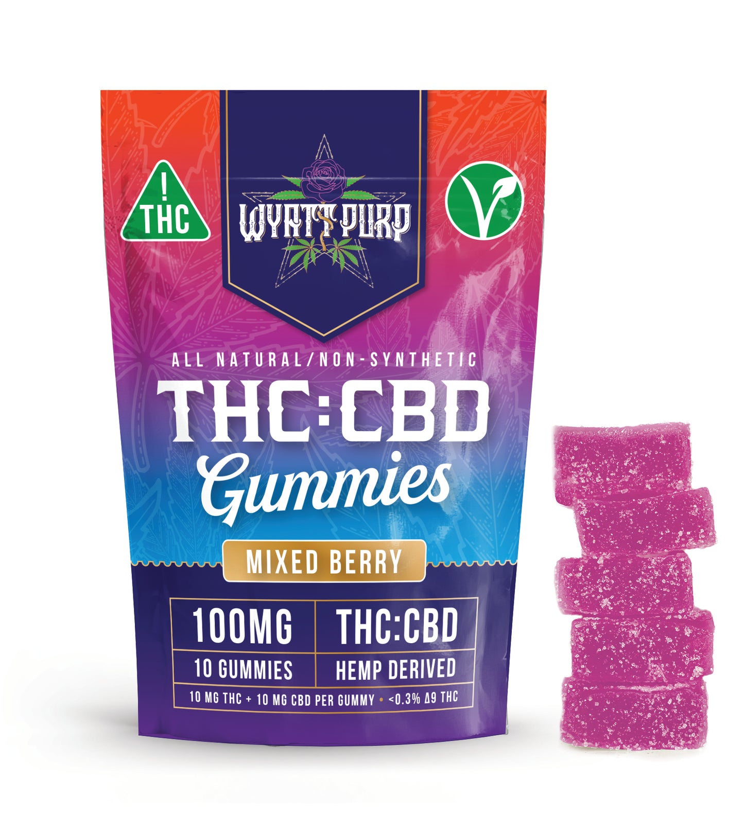 Wyatt Purp 10mg THC:CBD Gummies - 12 Count Display Box